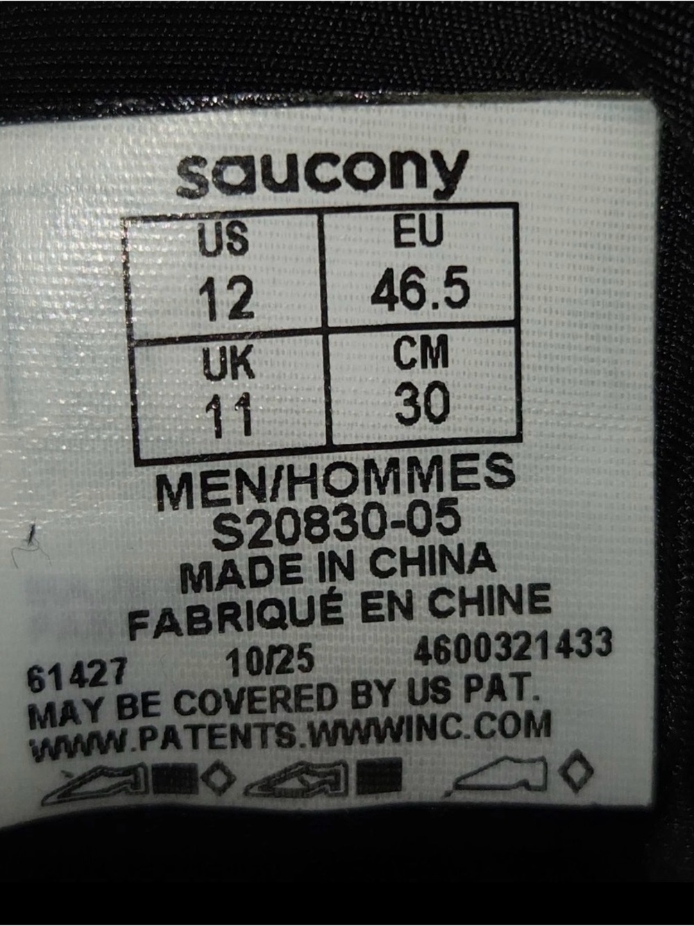 Saucony Ride 16 Mens Size US 12 Running Shoes Black White Silver PWRRUN Sneakers - Picture 8 of 8